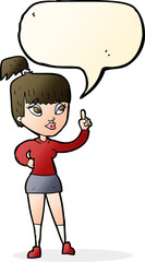 cartoon attractive girl with idea with speech bubble