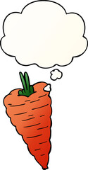 cartoon carrot with thought bubble in smooth gradient style
