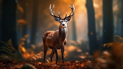 A deer that is realistic and has a natural background.