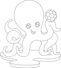 Octopus Soccer player Soccer Sports Animal Vector Graphic Art Illustration