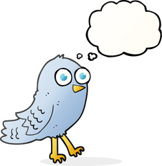 freehand drawn thought bubble cartoon bird