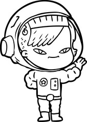 cartoon astronaut woman