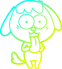 cold gradient line drawing of a cute cartoon dog