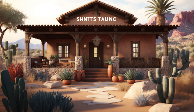 Luxury southwestern style homes exterior design  illustration image