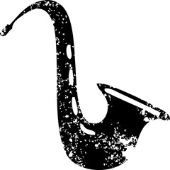 distressed symbol of a musical saxophone - obrazy, fototapety, plakaty