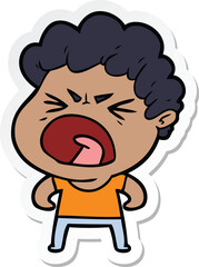 sticker of a cartoon furious man