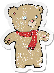 retro distressed sticker of a cartoon teddy bear