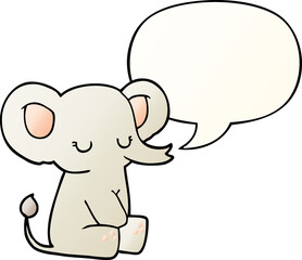cartoon elephant with speech bubble in smooth gradient style