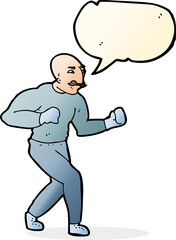 cartoon victorian boxer with speech bubble