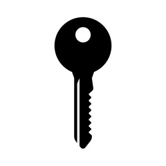 Key Icon or House Key. Vector Illustration Isolated on White Background. 