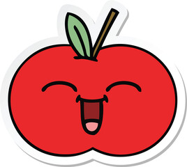 sticker of a cute cartoon red apple