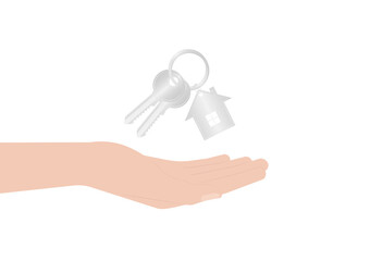 Hand Holding Key. House Key or Door Key. Vector Illustration Isolated on White Background.
