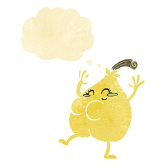 a nice pear cartoon with thought bubble