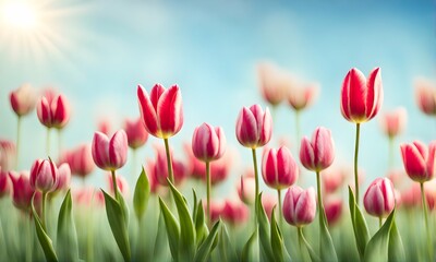 Spring tulips adorn a serene and smooth landscape