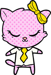 Obraz na płótnie Canvas cute cartoon business cat with bow