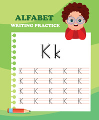 Alphabet letters tracing worksheet with all alphabet letters. Basic writing practice for kindergarten kids