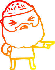 warm gradient line drawing of a cartoon man with beard