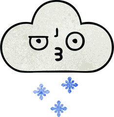 retro grunge texture cartoon of a snow cloud