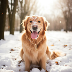 golden retriever in the snow