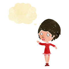 cartoon pretty woman with thought bubble