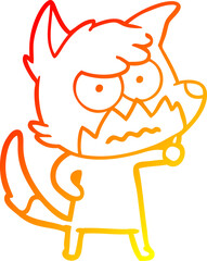 warm gradient line drawing of a cartoon annoyed fox