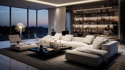 Obraz premium Sleek Ultra-Modern Living Room with Contemporary Elegance