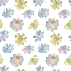 Fototapeta na wymiar seamless pattern of watercolor flowers, on a white background