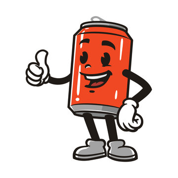 recommend clip art: Soda Can with thumbs up cartoon mascot illustration character vector clip art