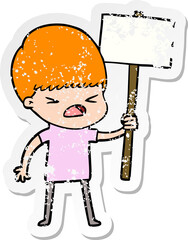 distressed sticker of a cartoon stressed man