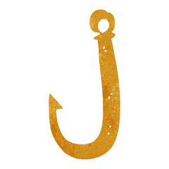 freehand retro cartoon fish hook