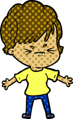 cartoon frustrated woman