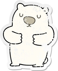 distressed sticker of a quirky hand drawn cartoon polar bear