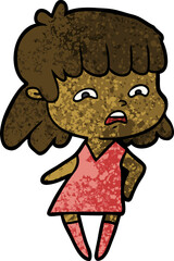 cartoon worried woman