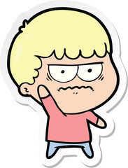 sticker of a cartoon annoyed man