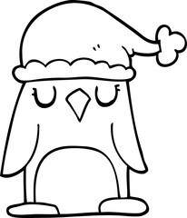 line drawing cartoon christmas penguin