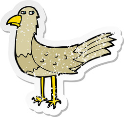 retro distressed sticker of a cartoon bird