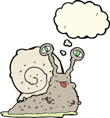 cartoon gross slug with thought bubble