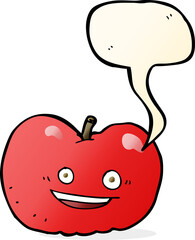 cartoon apple with speech bubble