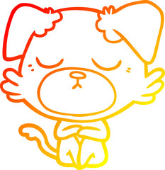 warm gradient line drawing of a cute cartoon dog