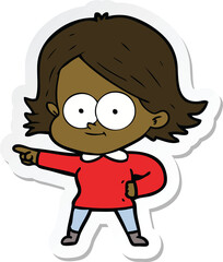 sticker of a happy cartoon girl