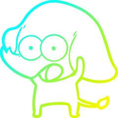 cold gradient line drawing of a cute cartoon elephant