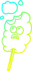 cold gradient line drawing of a cotton candy cartoon