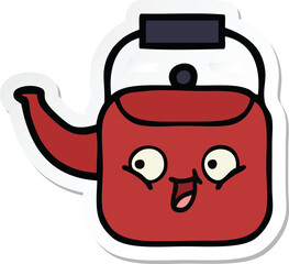 sticker of a cute cartoon kettle