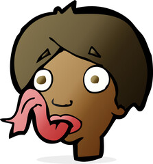 cartoon head sticking out tongue
