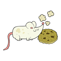 cute freehand drawn cartoon mouse and cookie