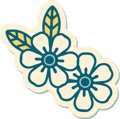 sticker of tattoo in traditional style of a flower