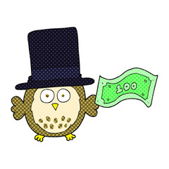 freehand drawn cartoon rich owl