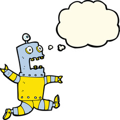 cartoon terrified robot with thought bubble