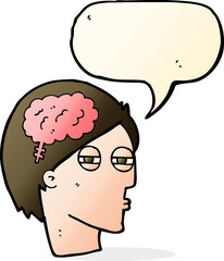 cartoon man thinking carefully with speech bubble