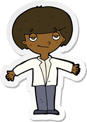 sticker of a cartoon smug boy